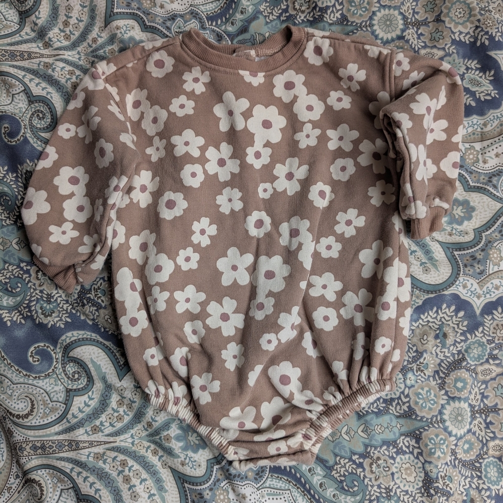 Grayson Collective Baby Girls' Bubble Floral Romper Sweatshirt 12 Mo